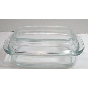 VTG MicroBake Glasbake Clear Glass Casserole Baking Refrigerator Dish Oven Safe